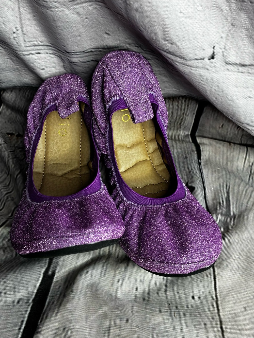 Ollio Girls' Glitter Ballet Flats - Purple